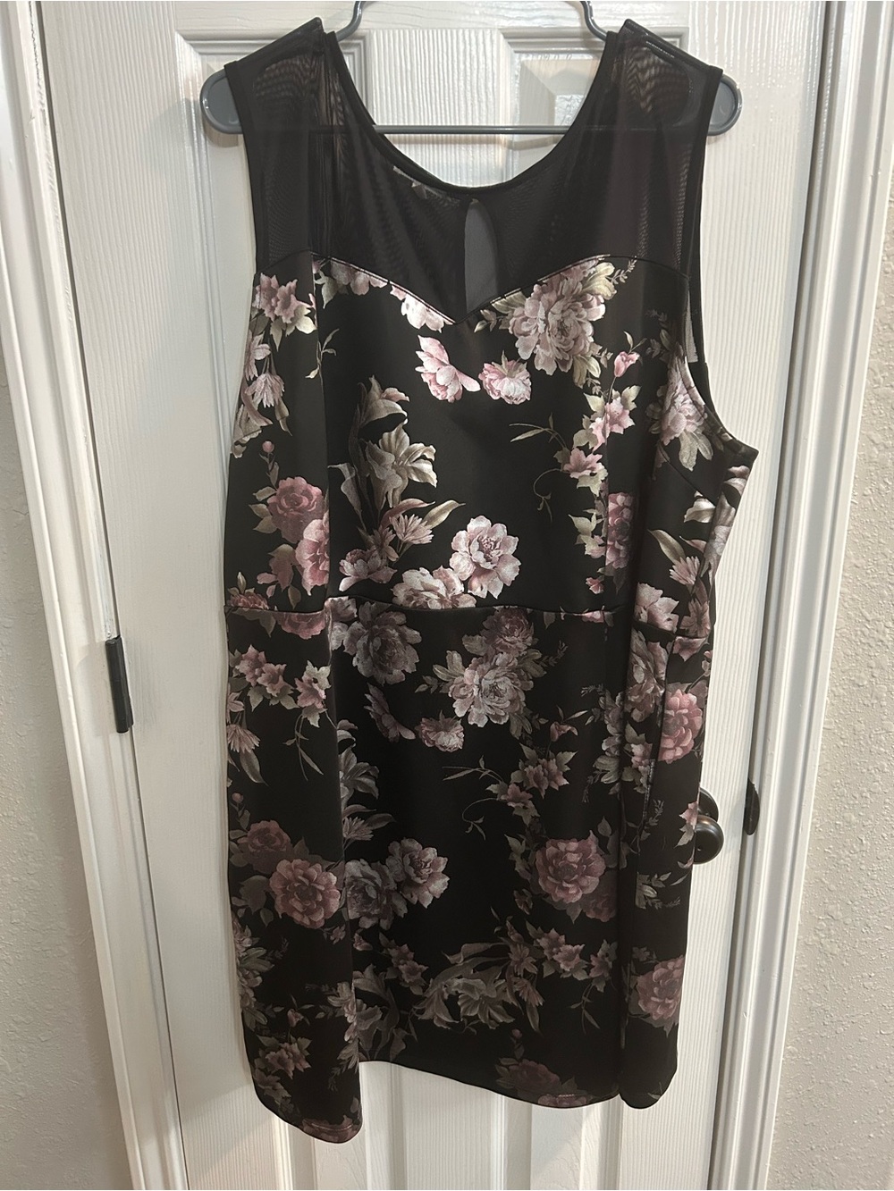 Maurice's Dress 3X Black Metallic Floral Illusion Neck Sleeveless Cocktail